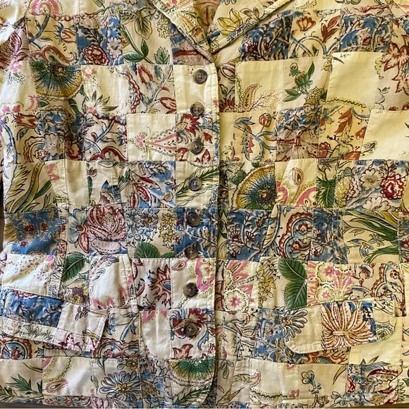 Polo Jeans Co.Patchwork fitted Coat jacket 100% cotton Sz M Women’s - Picture 6 of 8